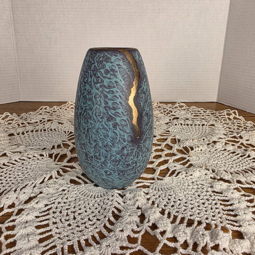 1960s JASBA West German Pottery Vase | Turquoise Lava Glaze | MCM Decor